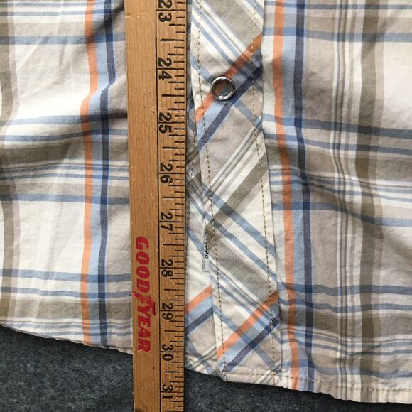 GUESS Western Shirt Men 2XL Beige Plaid Pearl Snap Coastal Cowboy Rodeo Country - Picture 13 of 14